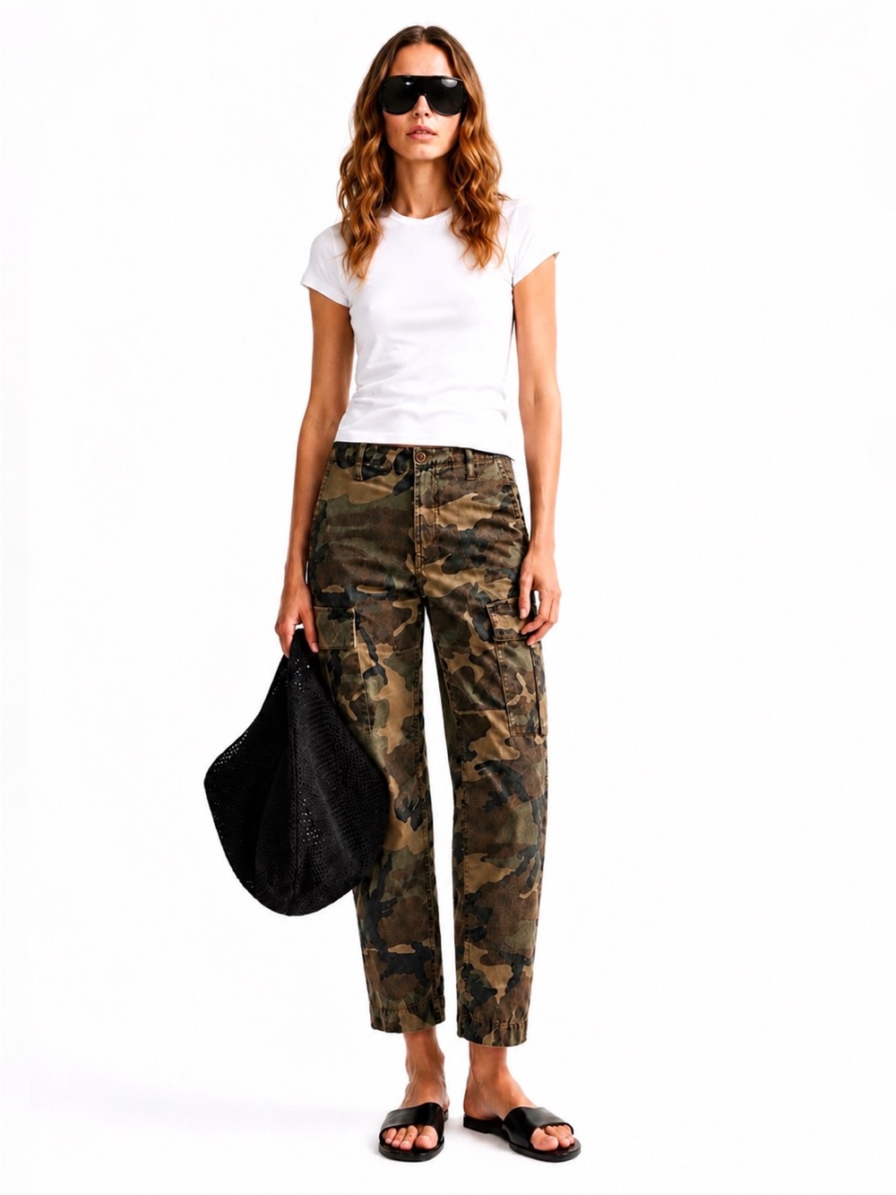 NWOT Re/Done Originals Camoflauge Cargo Straight Leg Utility Pants Size 25
